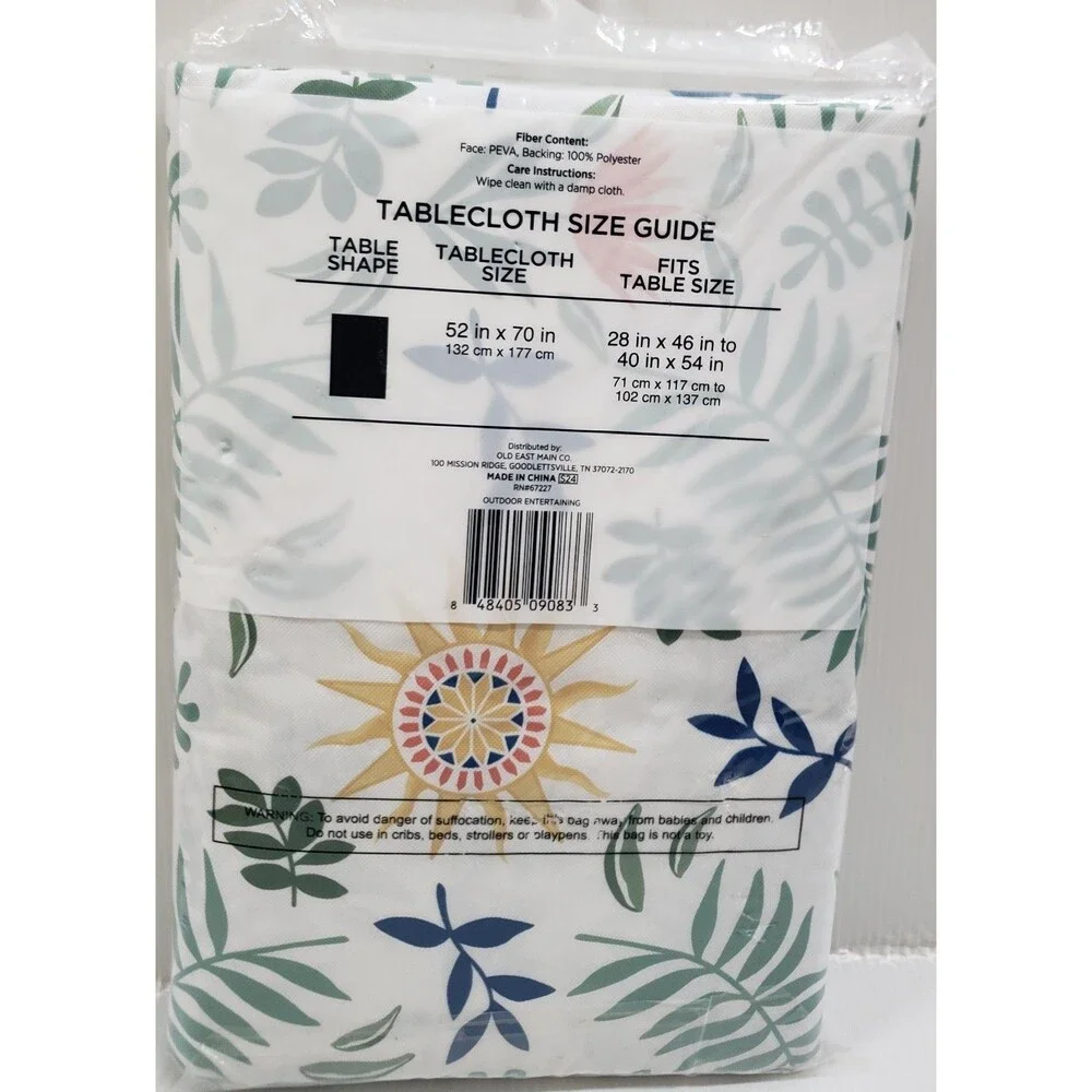 Printed Peva Vinyl Tablecloth, 52